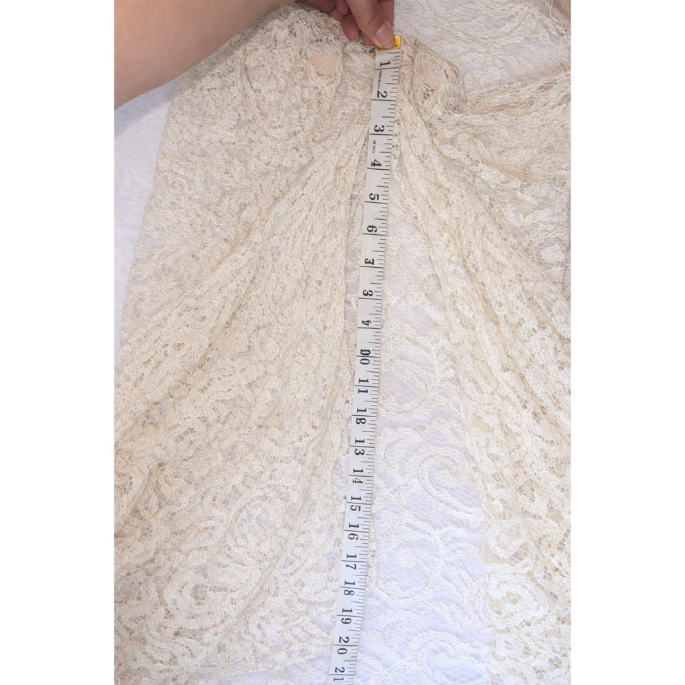 Handmade Ivory Lace Bridal Overskirt High Low Gold Thread Detachable Train - Picture 5 of 6